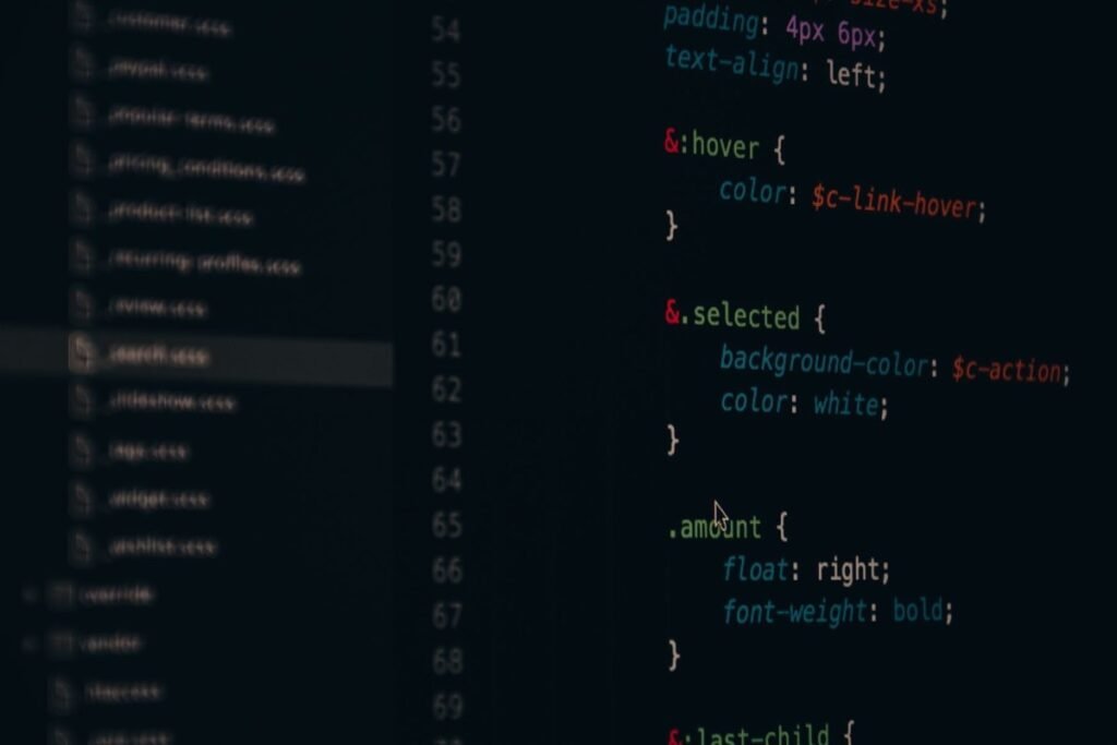 Código de programação na tela